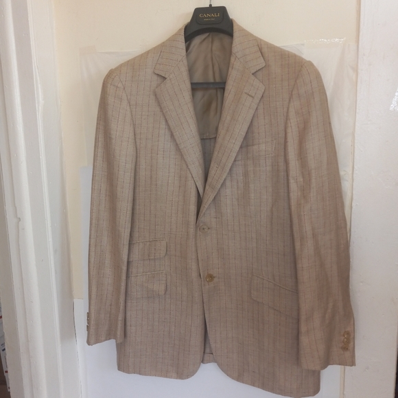 Ermenegildo Zegna recent wool/ linen 40R unconstructed bold striped - Picture 1 of 12